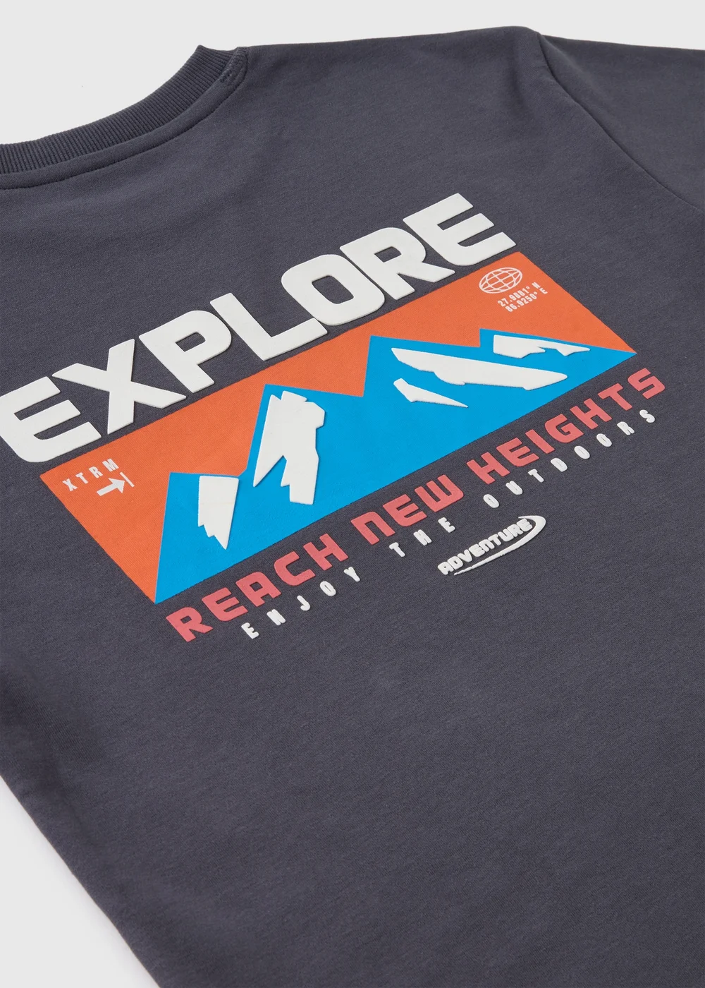 Boys Grey Mountain Print Mock Sleeve T-Shirt (7-15yrs) - Age 7 Years Image 2