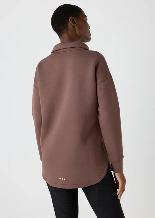 Souluxe Brown Scuba Half Zip Top - Small Image 2
