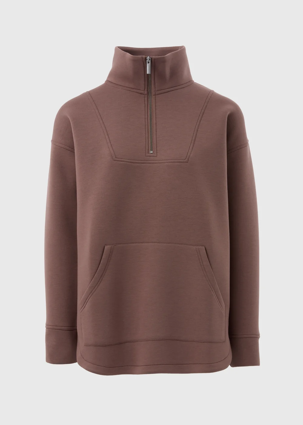 Souluxe Brown Scuba Half Zip Top - Small Image 4
