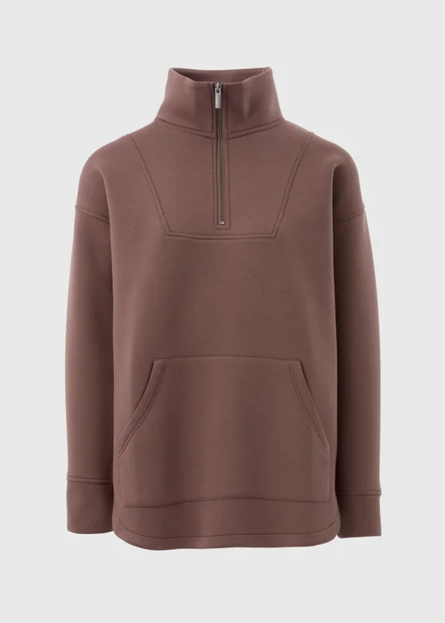 Souluxe Brown Scuba Half Zip Top - Small Image 4