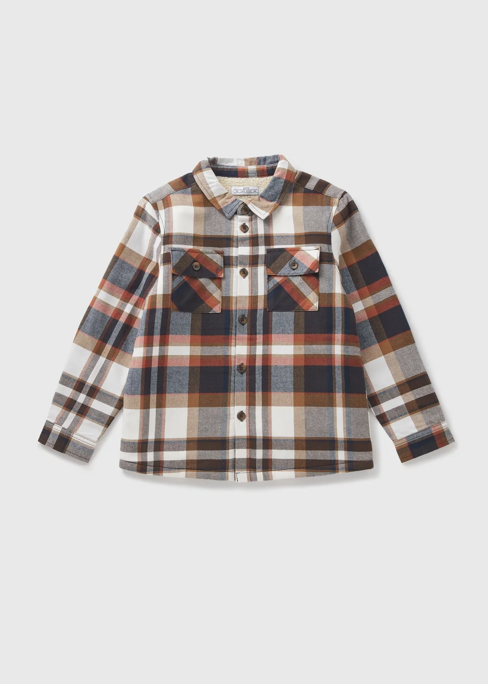 Boys Multicolour Check Borg Shacket (7-15yrs) - 7 Yrs Image 1