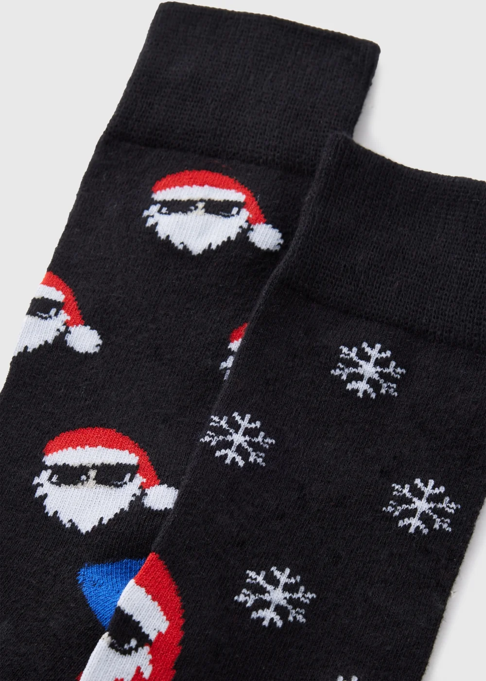 2 Pack Black Cool Santa Socks - 6-8.5 Image 2