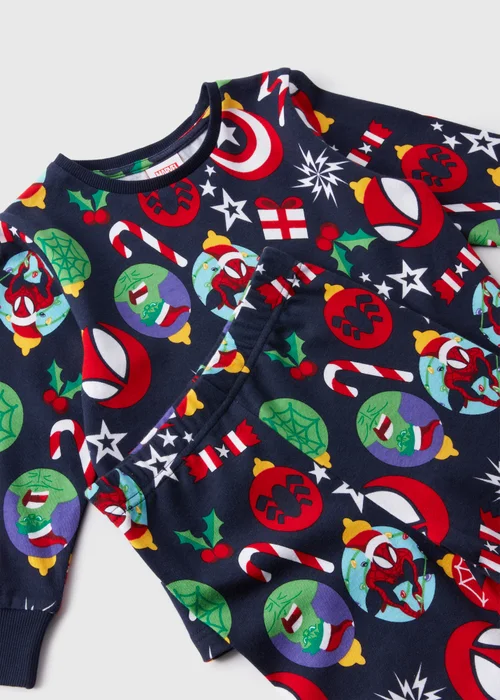 Marvel Kids Navy Christmas Bauble Pyjama Set (1-7yrs) - 1 half year to 2 Image 2