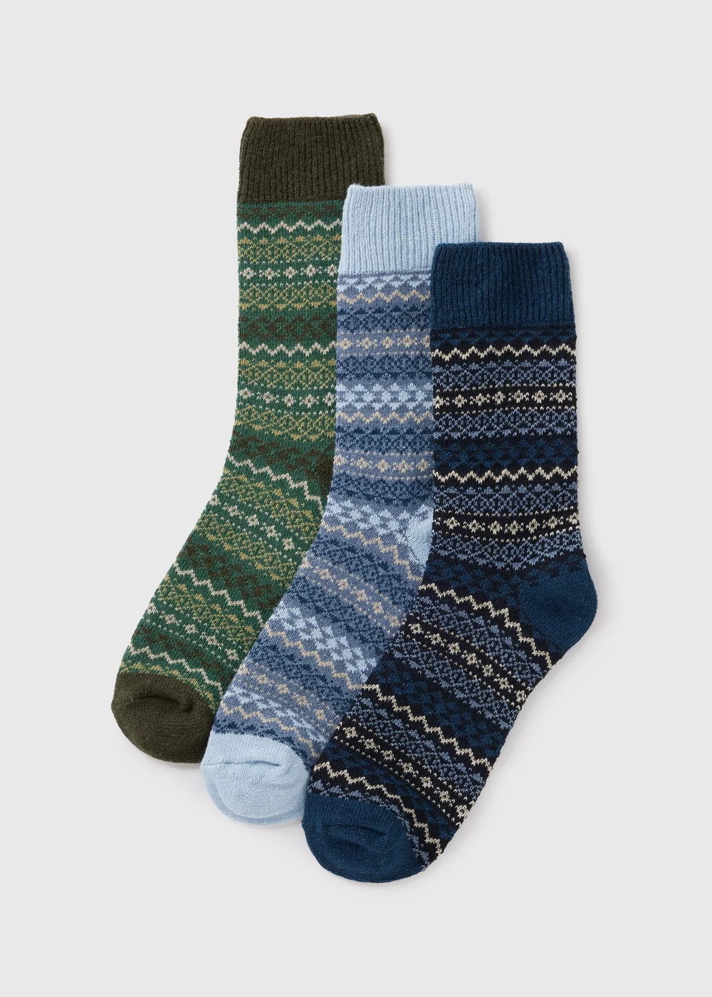 3 Pack Multicolour Fairisle Boot Socks - 6-8.5 Image 1
