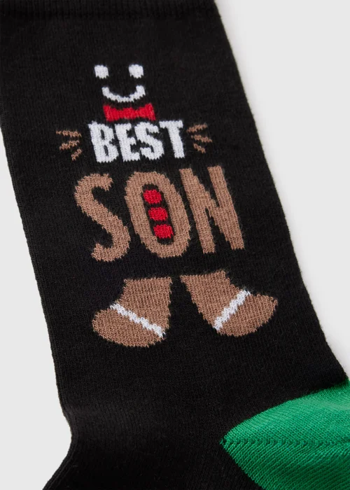 Black Gingerbread Best Son Socks - 6-8.5 Image 2