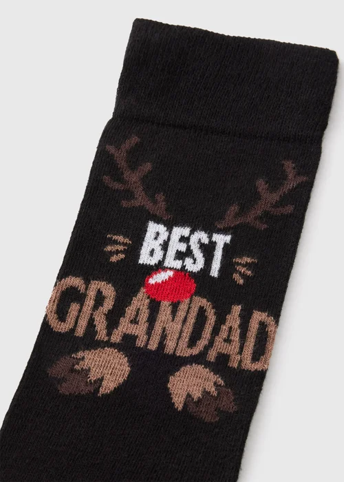 Black Best Grandad Reindeer Socks - 6-8.5 Image 2