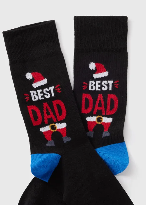 Black Best Dad Santa Socks - 6-8.5 Image 2
