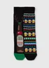 2 Pack Multicolour Christmas Beer Socks - Sizes 6 - 8.5 Image 1