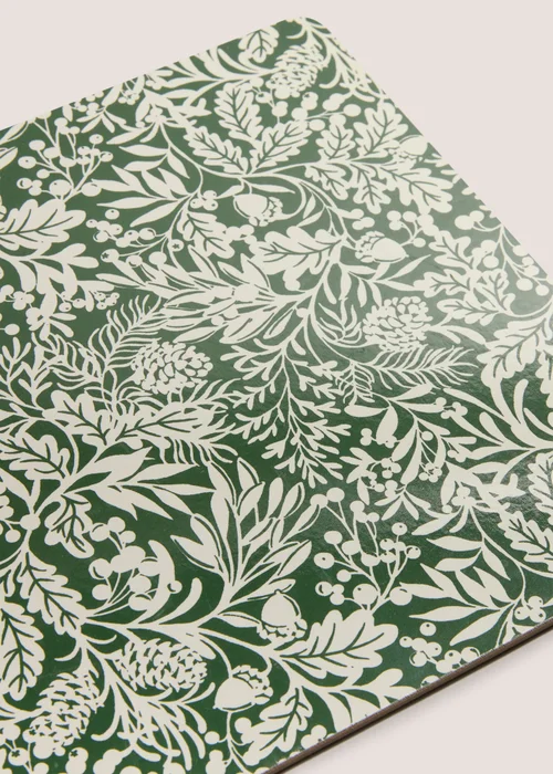 4 Pack Winter Poem Green Floral Cork Placemats Image 2