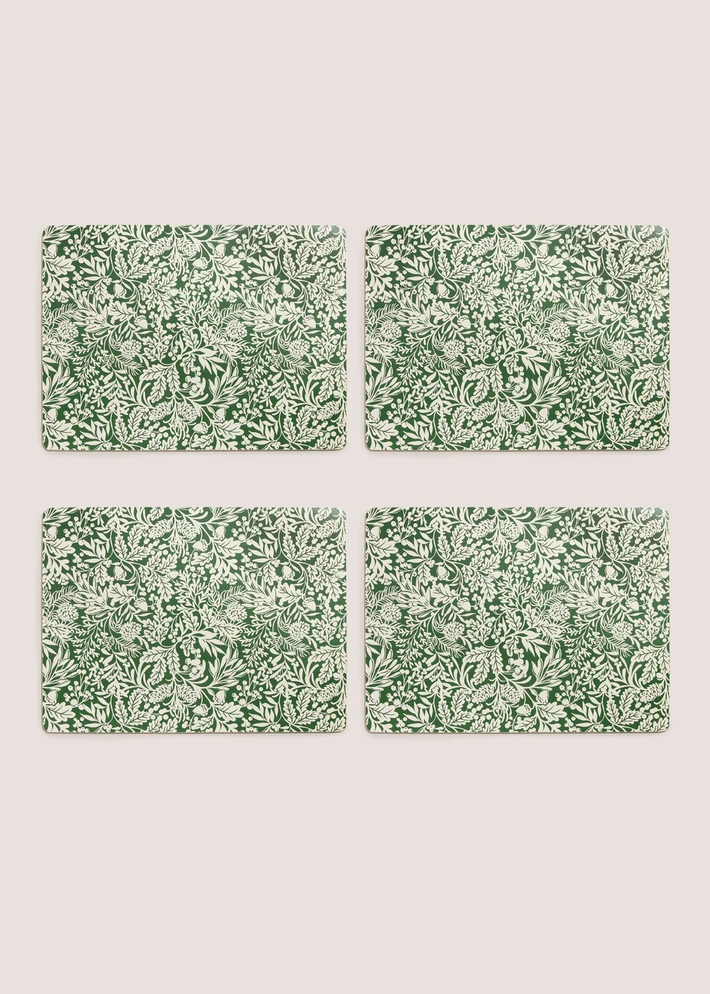4 Pack Winter Poem Green Floral Cork Placemats Image 1