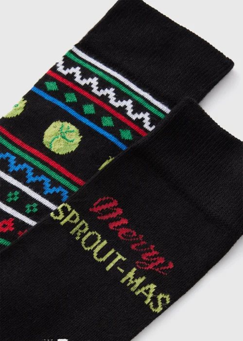 2 Pack Black Sproutmas Socks - 6-8.5 Image 2