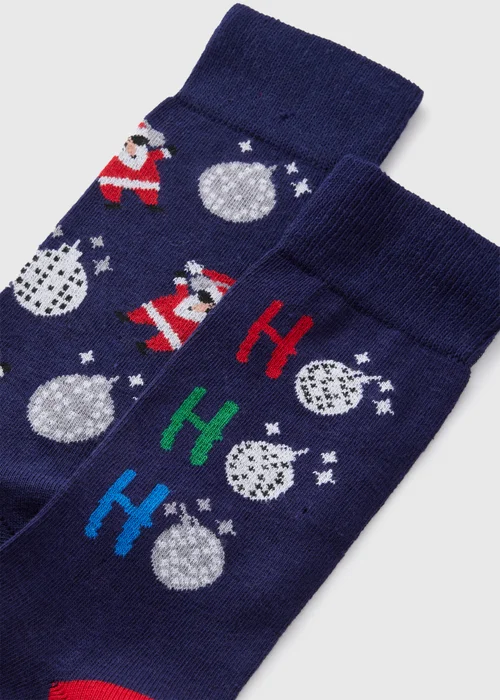 2 Pack Navy Disco Santa Socks - 6-8.5 Image 2