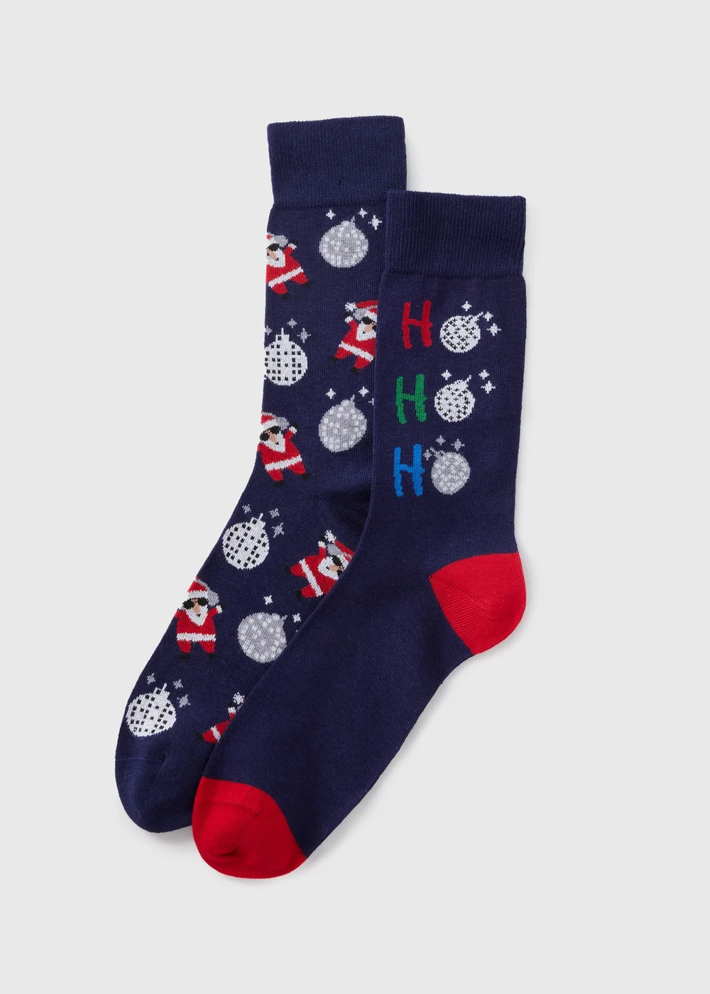 2 Pack Navy Disco Santa Socks - 6-8.5 Image 1