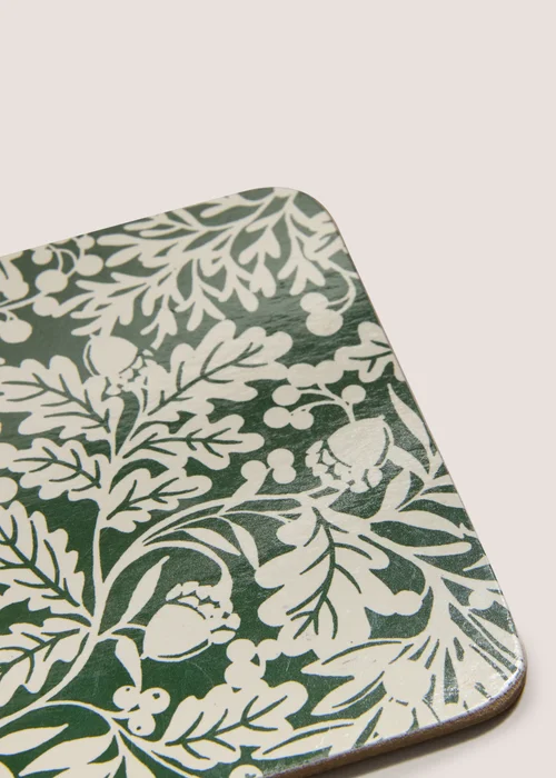 4 Pack Winter Poem Green Floral Cork Coasters Image 2