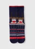 Navy Reindeer Slipper Socks - Sizes 6 - 8.5 Image 1