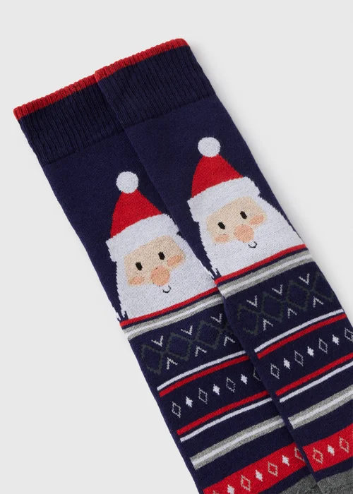 Navy Santa Slipper Socks. - Sizes 6 - 8.5 Image 2