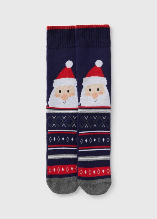 Navy Santa Slipper Socks. - Sizes 6 - 8.5 Image 1