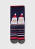 Navy Santa Slipper Socks. - Sizes 6 - 8.5 Image 1