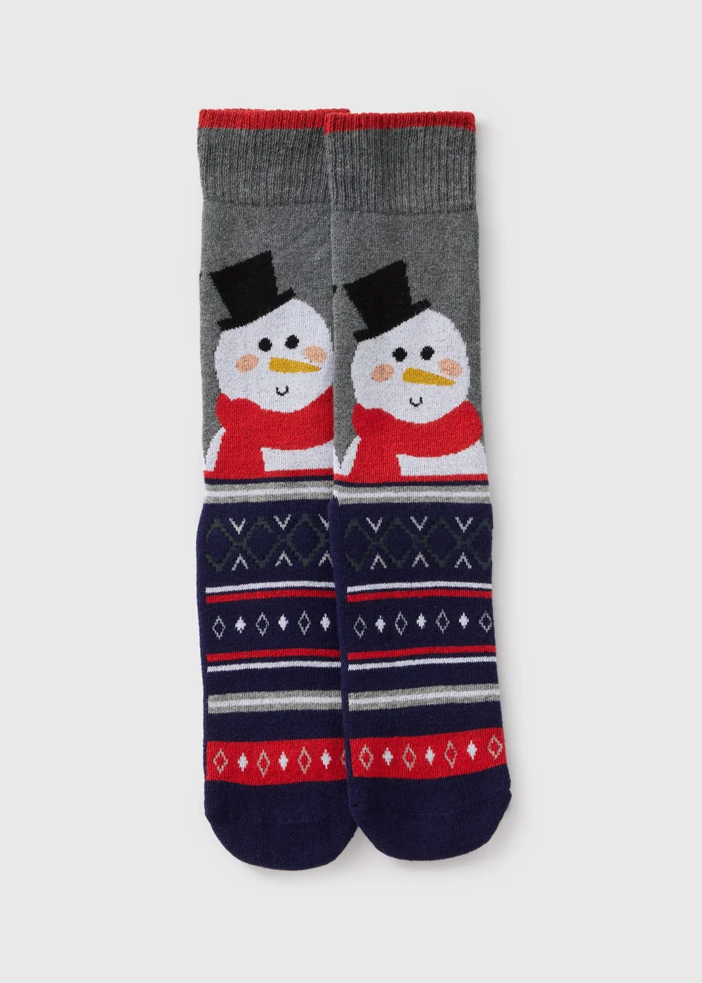 Grey Snowman Slipper Socks - 6-8.5 Image 1