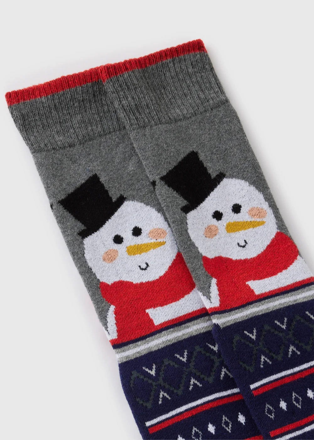 Grey Snowman Slipper Socks - 6-8.5 Image 2
