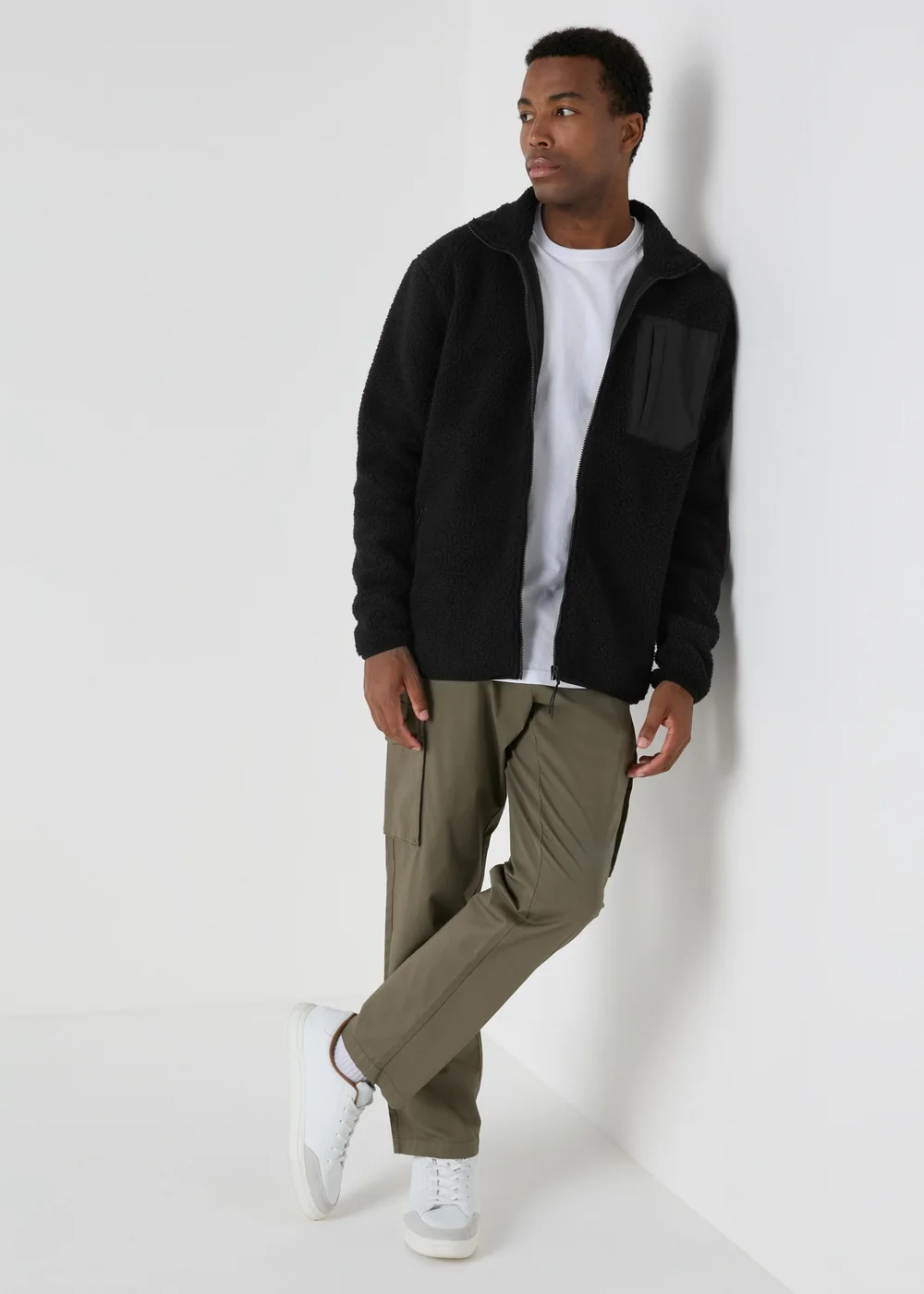 Black Zip Up Borg Jacket - S Image 3