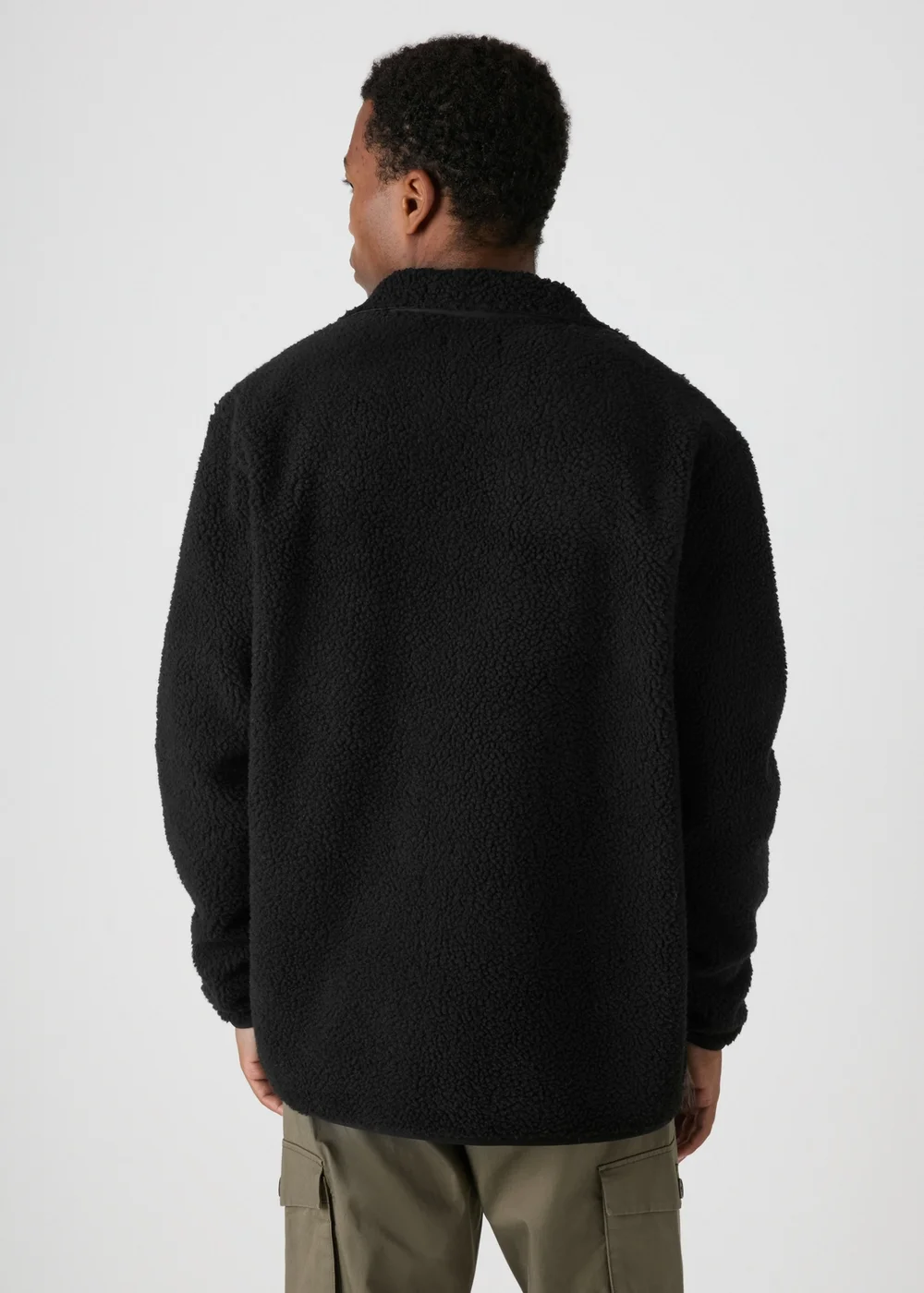 Black Zip Up Borg Jacket - S Image 2