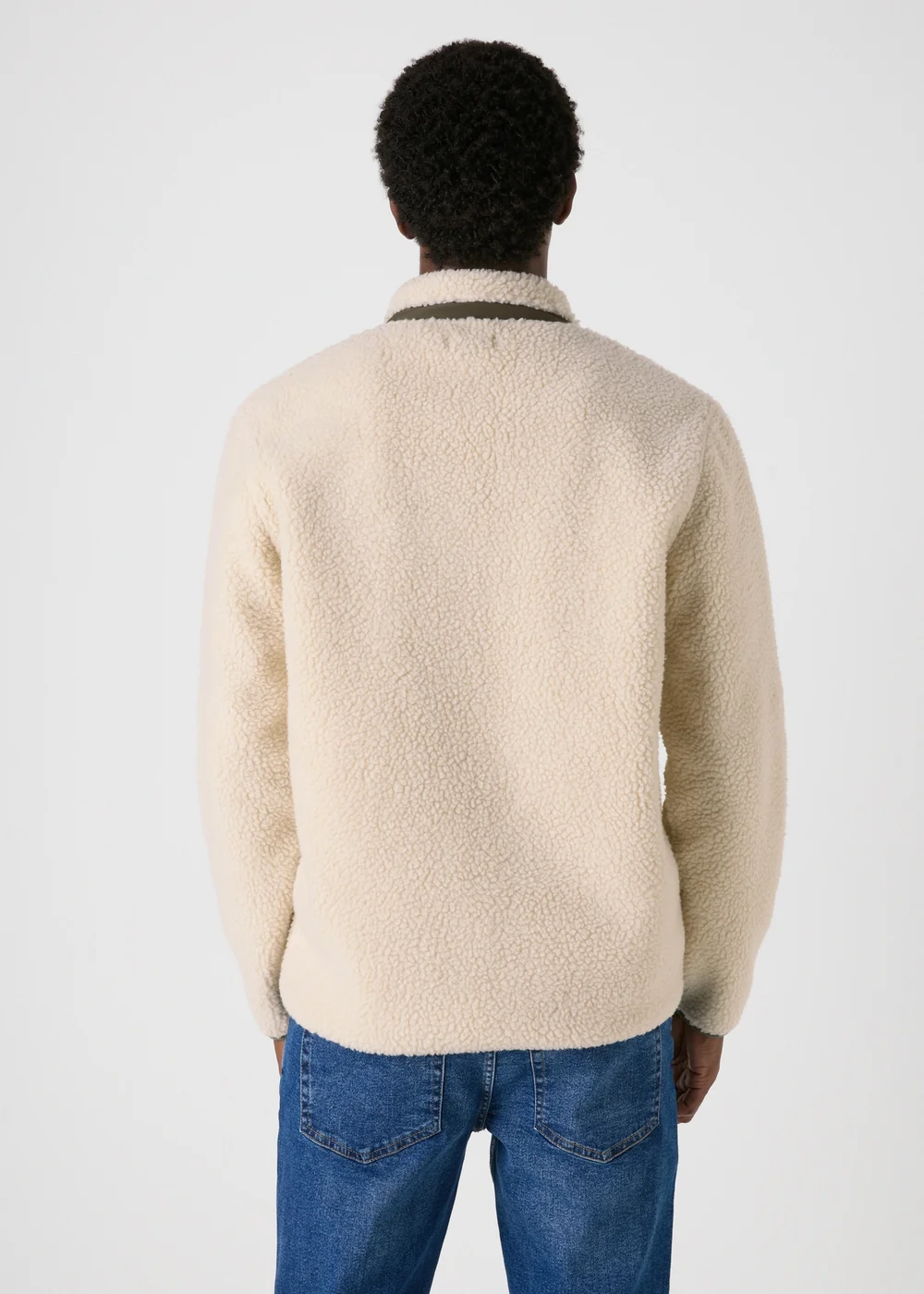 Cream Zip Up Borg Jacket - S Image 2