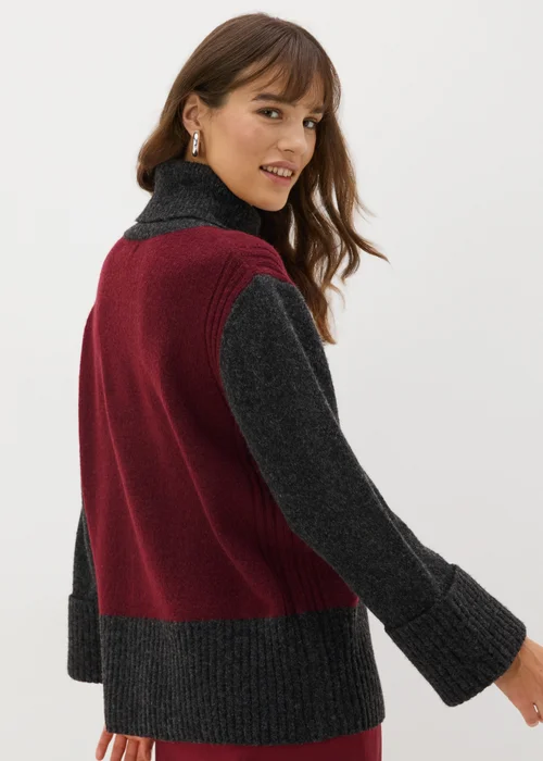 Et Vous Burgundy Colour Block Jumper - S Image 2