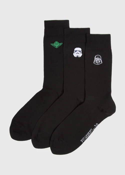 Star Wars 3 Pack Black Socks - Sizes 6 - 8.5 Image 1