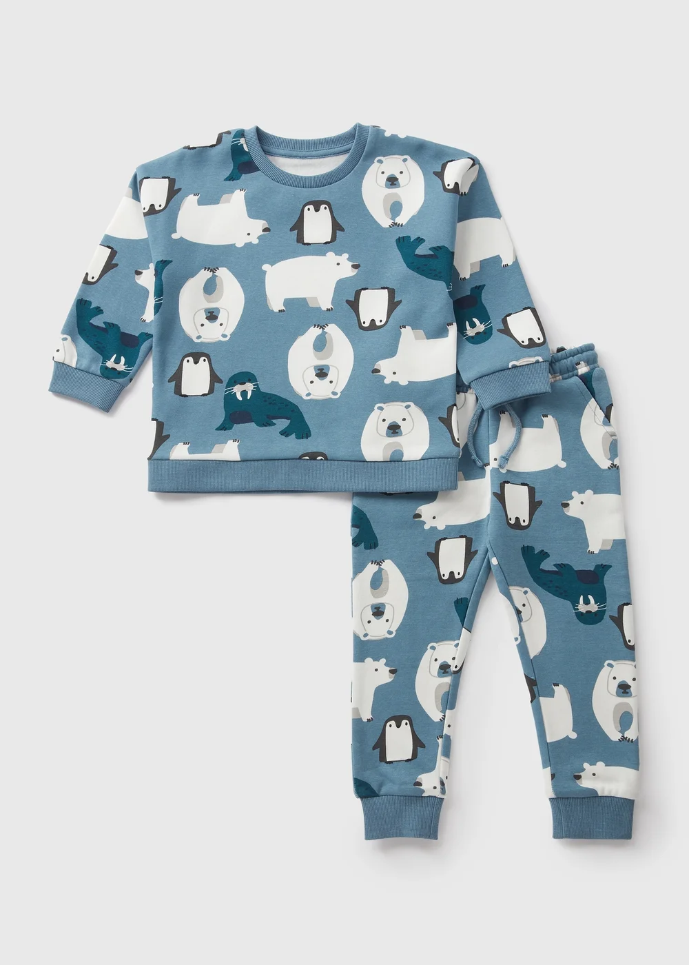 Boys Blue Polar Bear Sweatshirt & Jogging Bottom Set (1-7yrs) - 1 half year to 2 Image 1