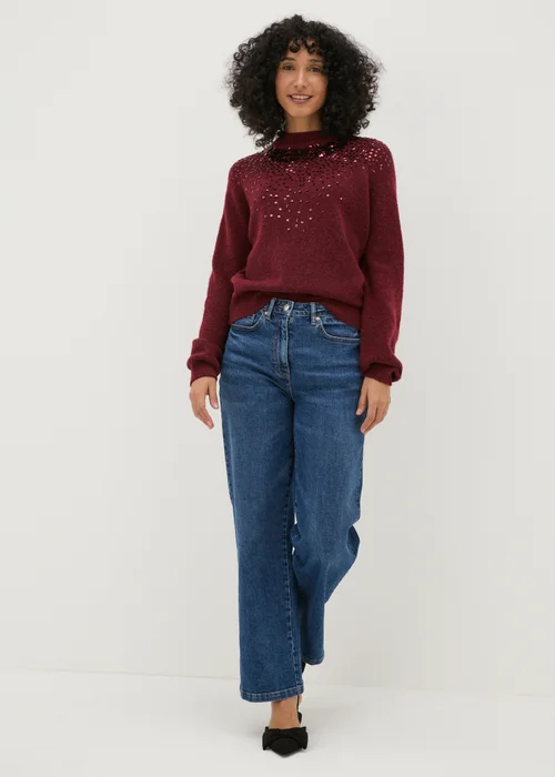 Papaya Petite Burgundy Scatter Sequin Jumper - XS Image 1