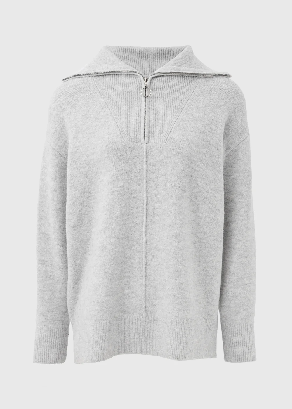 Papaya Petite Grey Knitted Half Zip Jumper - XS Image 4