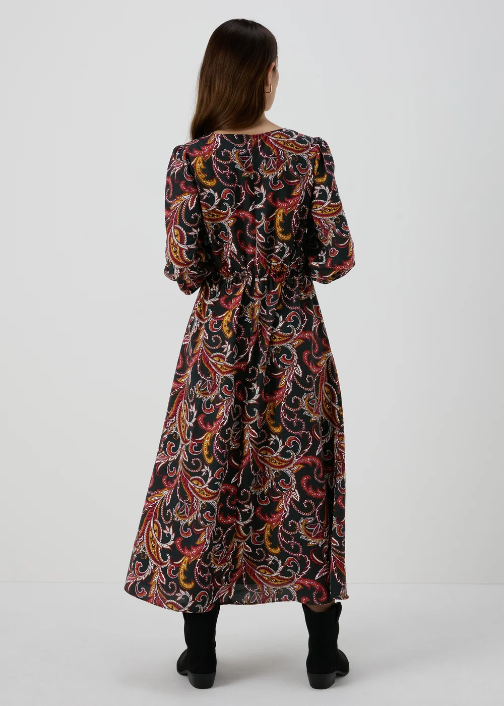 Petite Black Paisley Midi Dress - 6 Image 2