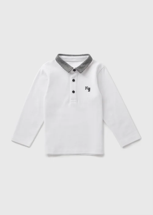 Boys White Checked Collar Polo Shirt (1-7yrs) - 1 half year to 2 Image 1