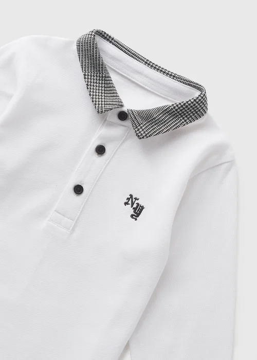 Boys White Checked Collar Polo Shirt (1-7yrs) - 1 half year to 2 Image 2