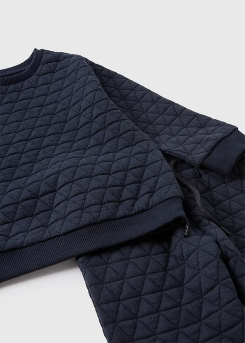 Boys Navy Quilted Sweatshirt & Joggers Set (1-7yrs) - 1 half year to 2 Image 2