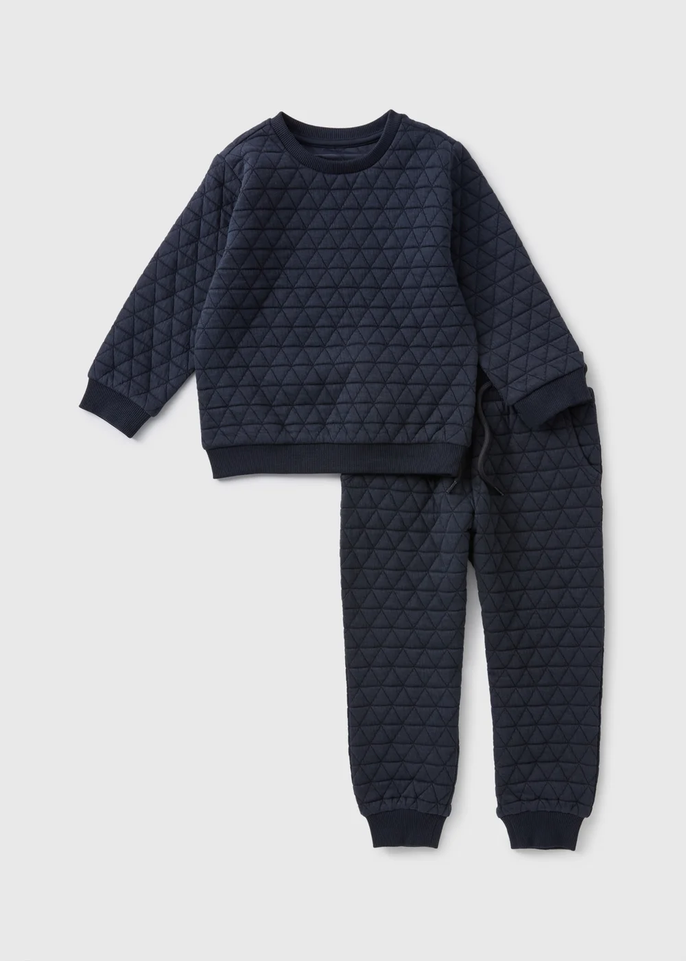Boys Navy Quilted Sweatshirt & Joggers Set (1-7yrs) - 1 half year to 2 Image 1