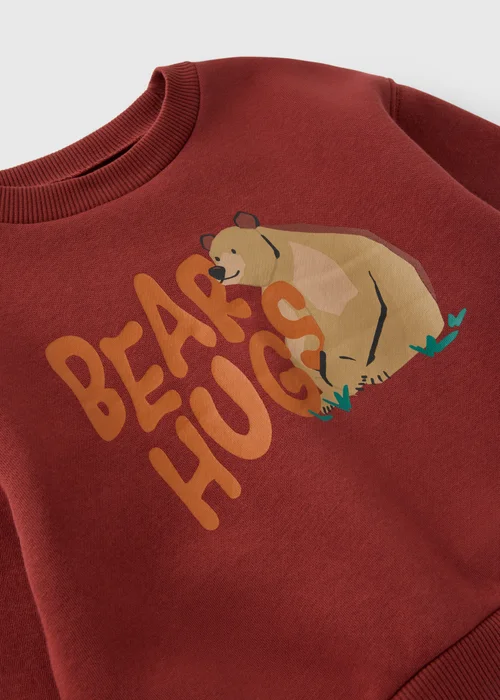 Boys Burgundy Bear Sweatshirt (1-7yrs) - 1-1.5 Yrs Image 2