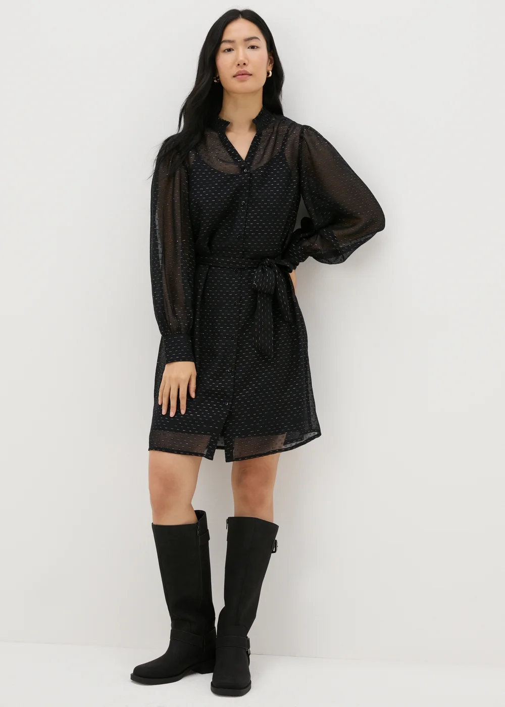 Papaya Petite Black Lurex Mini Dress - 6 Image 1