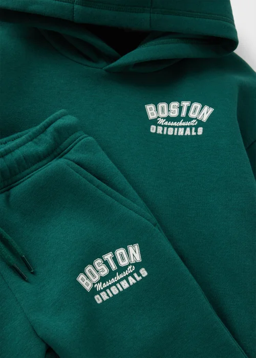 Boys Green Boston Hoodie & Jogging Bottoms Set (1-7yrs) - 1 to 1 half years Image 2
