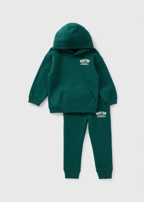 Boys Green Boston Hoodie & Jogging Bottoms Set (1-7yrs) - 1 to 1 half years Image 1