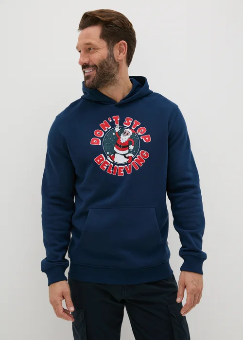 Navy Christmas Don't Stop Believing Hoodie - S Image 3