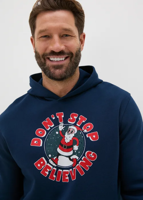 Navy Christmas Don't Stop Believing Hoodie - S Image 1