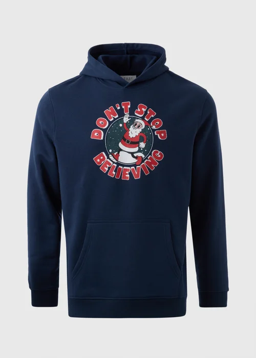 Navy Christmas Don't Stop Believing Hoodie - S Image 4