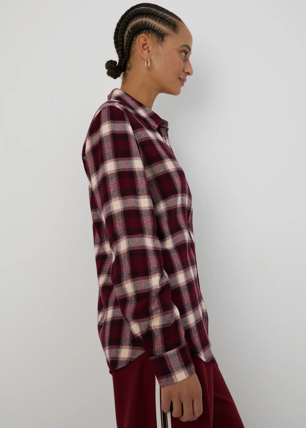 Papaya Petite Burgundy Brushed Check Shirt - Size 6 Image 2