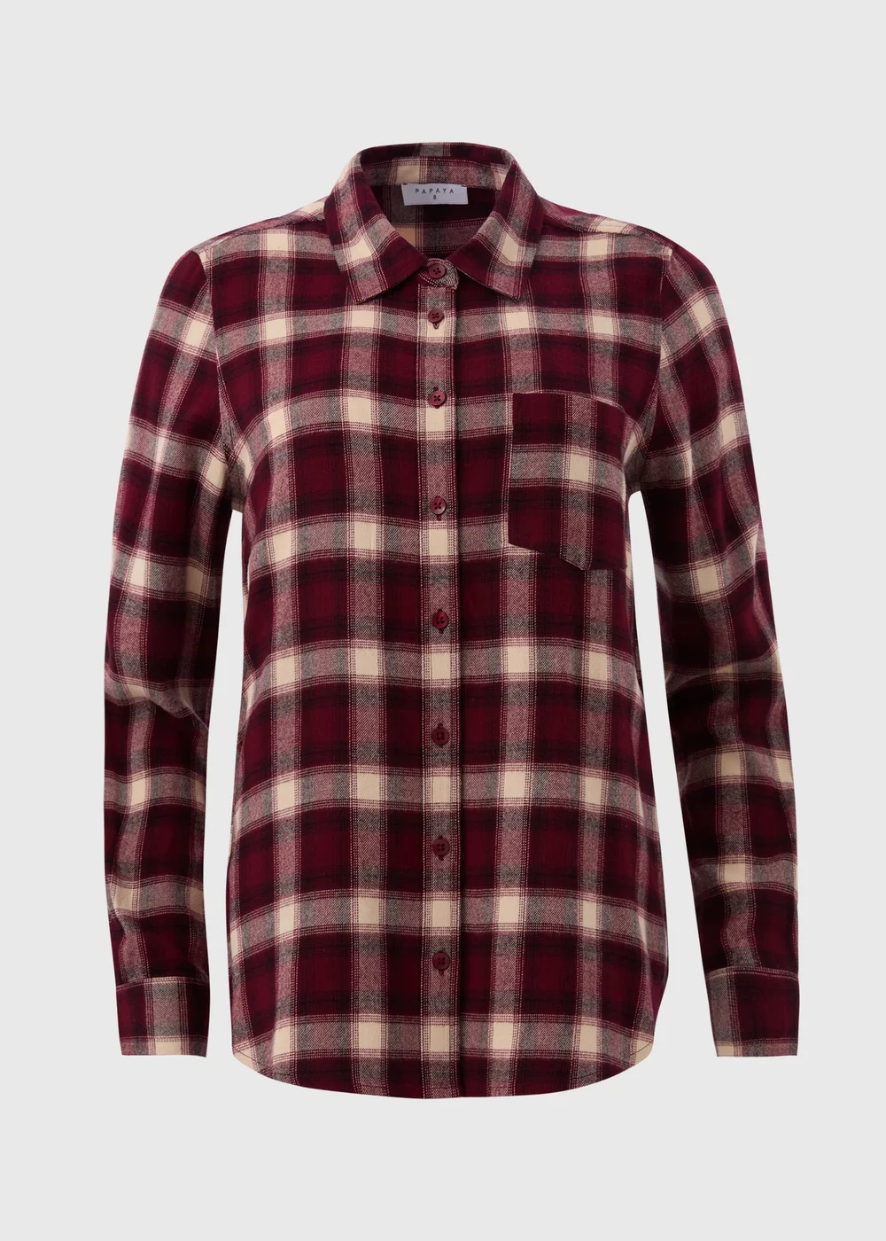 Papaya Petite Burgundy Brushed Check Shirt - Size 6 Image 3