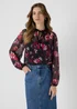 Papaya Petite Black Floral Chiffon Blouse - Size 6 Image 3