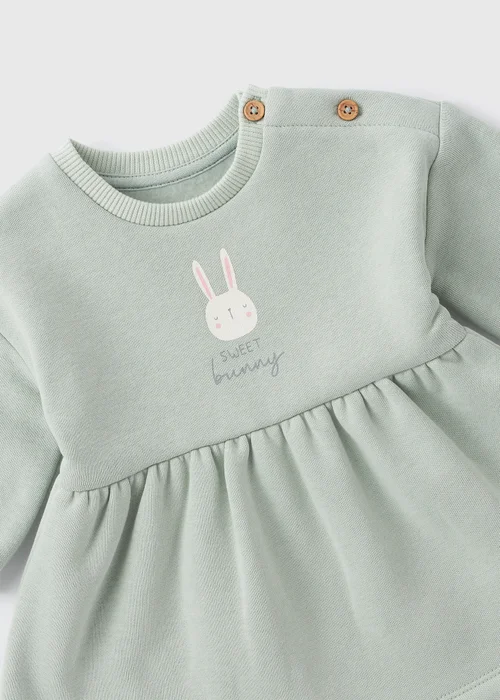Baby Green Bunny Sweater Dress (Newborn-23mths) - Newborn Image 2
