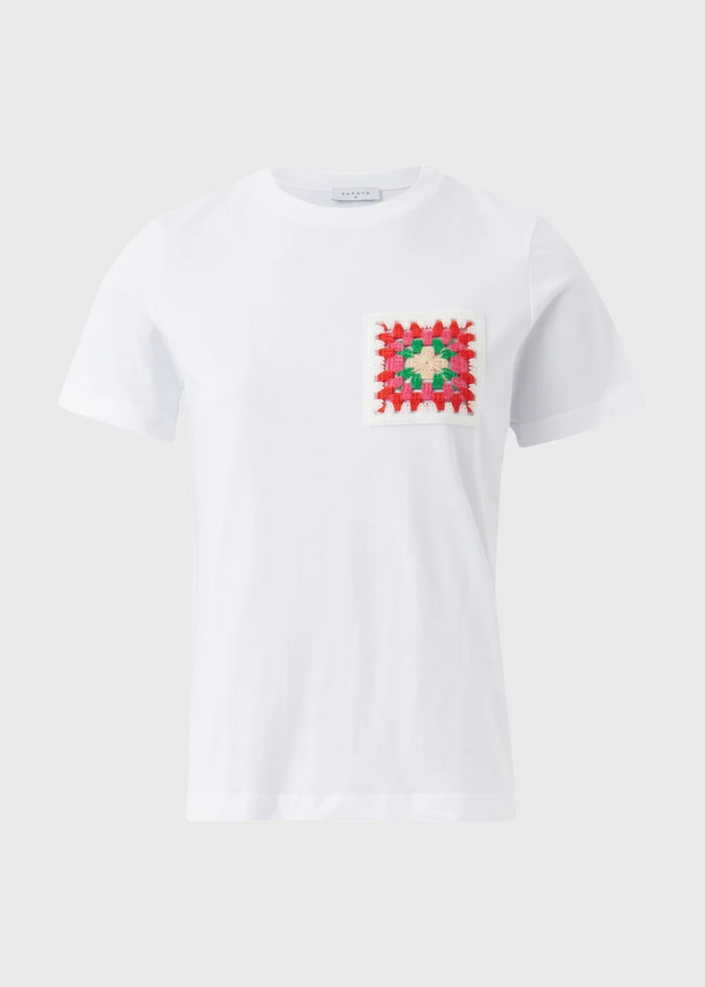 White Crochet Pocket T-Shirt - 8 Image 5