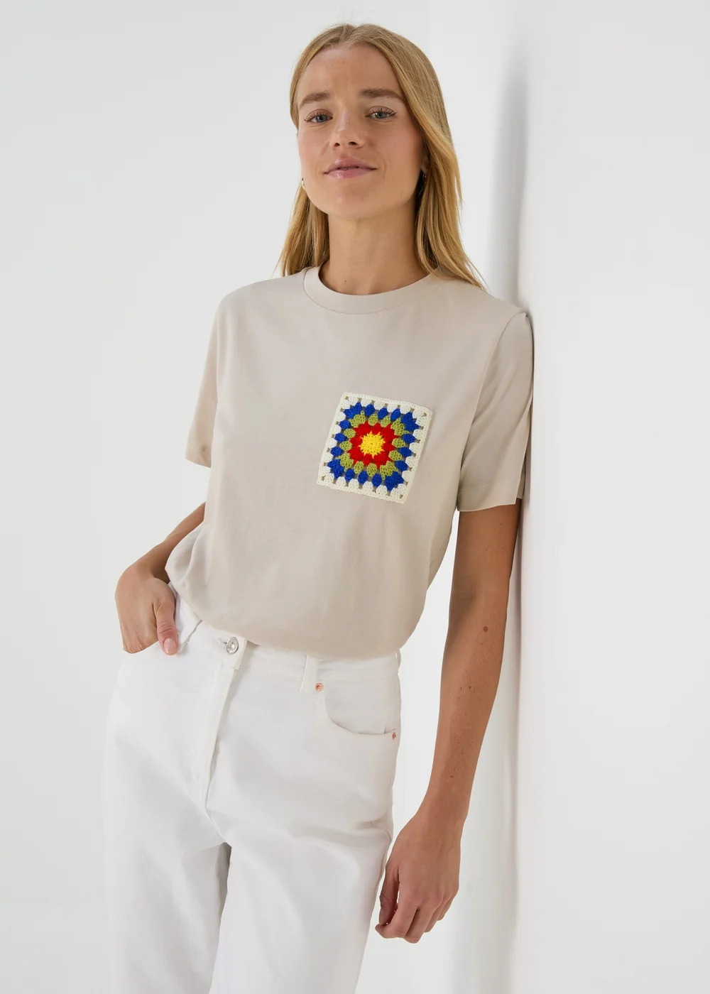 Stone Crochet Pocket T-Shirt - 8 Image 1